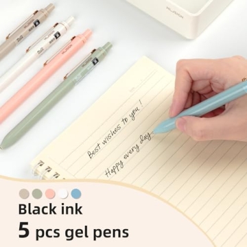 NUSIGN 0.5mm Quick Dry Black Ink Gel Pens 5 Pack