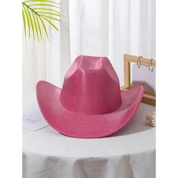 QWINEE Cowboy Hat for Adult Wide Brim Plain Western Cowgirl Hat Costume Boho Country Cowboy Hat for ...