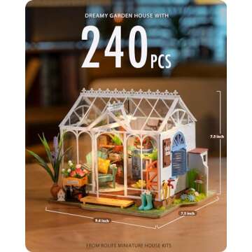 Rolife DIY Miniature Dollhouse Kits, Tiny House for Adults to Build, Mini House Making Kit (Cathy's Greenhouse + Dreamy Garden House)
