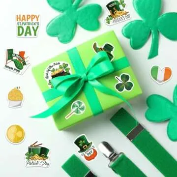 309PCS St. Patrick's Day Theme Stickers Shamrock Stickers for Kids Irish Stickers St. Patrick's Day Craft Stickers for Toddlers Teachers Classroom Home Favor Gift Supplies