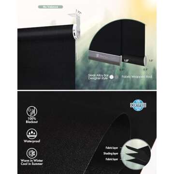 Yoolax Motorized Blinds with Remote, Blackout Smart Blinds for Windows Motorized Roller Shades, Automatic Window Shades Work with Alexa for Bedroom Living Room, Custom Size (Fabric Black)