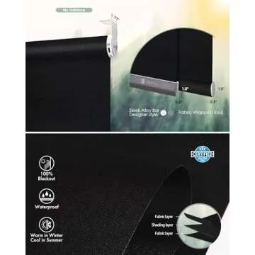 Yoolax Motorized Blinds with Remote, Blackout Smart Blinds for Windows Motorized Roller Shades, Automatic Window Shades Work with Alexa for Bedroom Living Room, Custom Size (Fabric Black)