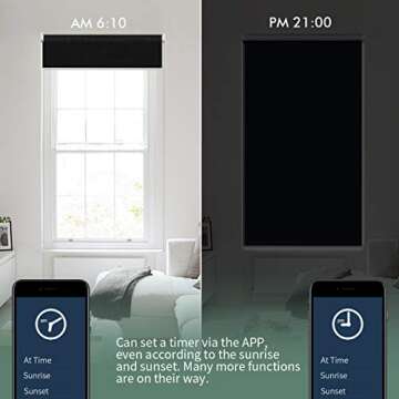 Yoolax Motorized Blinds with Remote, Blackout Smart Blinds for Windows Motorized Roller Shades, Automatic Window Shades Work with Alexa for Bedroom Living Room, Custom Size (Fabric Black)