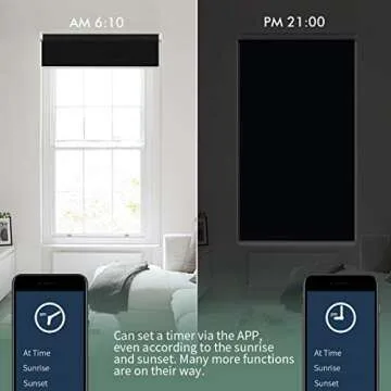 Yoolax Motorized Blinds with Remote, Blackout Smart Blinds for Windows Motorized Roller Shades, Automatic Window Shades Work with Alexa for Bedroom Living Room, Custom Size (Fabric Black)