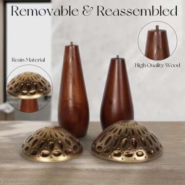 Oakrain Mushroom Sculptures, Set of 2, Farmhouse Coffee Table Decor, Mushroom Ornaments, Mushroom Decorations, Gold Wooden Mushrooms for Crafts, Mushroom Decor Aesthetic, Mushroom Table Decor