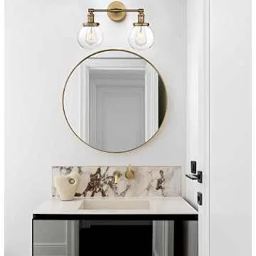 Phansthy Double Sconce Vintage Industrial 2-Light Wall Light with 5.9 Inches Clear Glass Canopy(Antique)