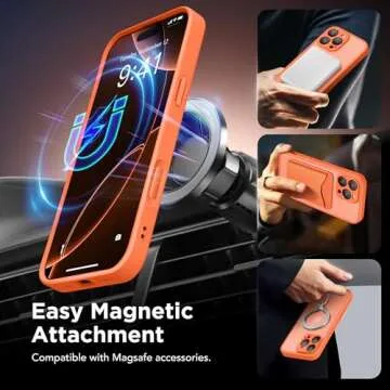 Magnetic for iPhone 16 Pro Case with Camera Control Button,Compatible with MagSafe,[Full Camera Protection][Privacy Screen Protector]Non-slip Matte Translucent iPhone 16 Pro Phone Cover(Bright Orange)