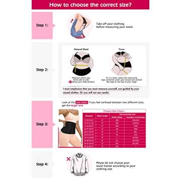 Atbuty Short Torso Waist Trainers Cincher Corset Underbust Body Shaper Latex Sport Girdle (Black (9'...