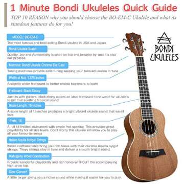 Ukulele Starter Kit (15-Accessories) Mahogany Uke, Compression Sponge Case, Aquila Strings, Felt Picks, Tuner, Chord Stamp, Chord Chart, Leather Strap, Live Lesson & More
