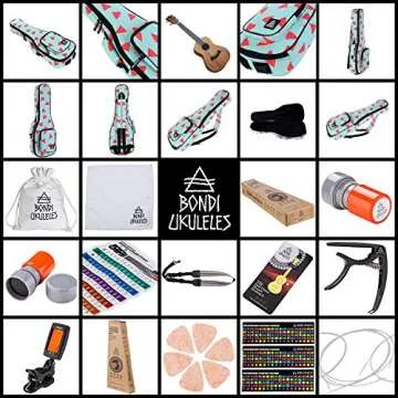 Ukulele Starter Kit (15-Accessories) Mahogany Uke, Compression Sponge Case, Aquila Strings, Felt Picks, Tuner, Chord Stamp, Chord Chart, Leather Strap, Live Lesson & More