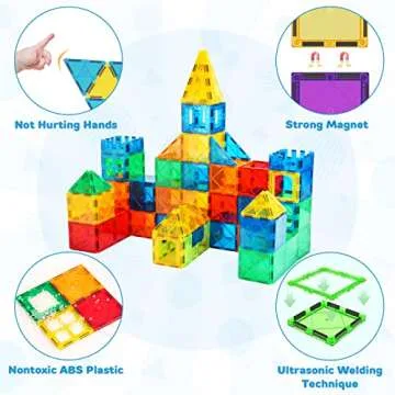 LATI Magnetic Tiles for Kids, Magnetic Blocks Building Sensory Montessori Toys STEM Educational Magn...