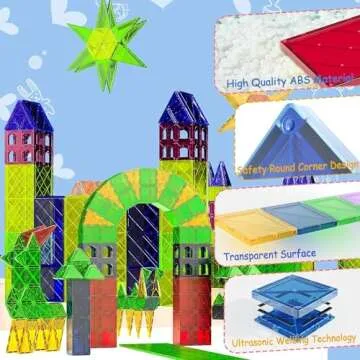 LATI Magnetic Tiles for Kids, Magnetic Blocks Building Sensory Montessori Toys STEM Educational Magnet Toy for Toddler Preschool Learning Construction Toys for Boys Girls Ages 3-8