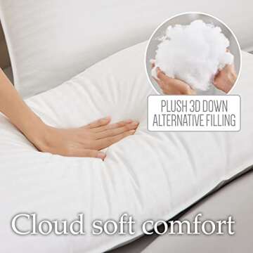 lalaLOOM Microfiber Down Alternative Cotton Bed Pillows for Sleeping, Queen, Set of 2, Breathable Fi...