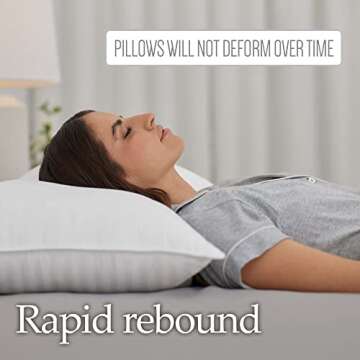 lalaLOOM Microfiber Down Alternative Cotton Bed Pillows for Sleeping, Queen, Set of 2, Breathable Firm Supportive Pillow, Soft Plush 250 Thread Count, Easy Clean, Back Stomach Side Sleepers, 20x30