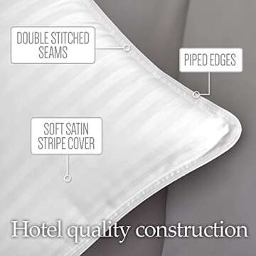 lalaLOOM Microfiber Down Alternative Cotton Bed Pillows for Sleeping, Queen, Set of 2, Breathable Firm Supportive Pillow, Soft Plush 250 Thread Count, Easy Clean, Back Stomach Side Sleepers, 20x30