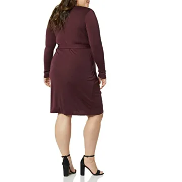 Amazon Essentials Long Sleeve Wrap Dress in Burgundy