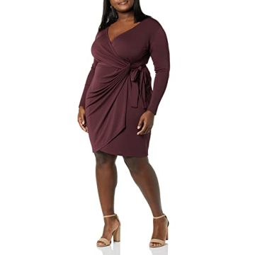 Amazon Essentials Long Sleeve Wrap Dress in Burgundy