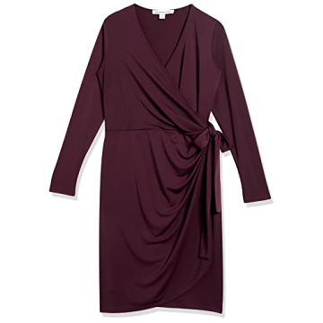 Amazon Essentials Long Sleeve Wrap Dress in Burgundy