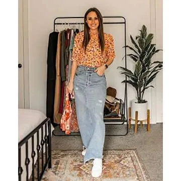 BTFBM Women's Summer Boho Shirt Top Ruffle Short Sleeve Frill Trim Mock Neck Floral Print 2024 Casual Blouses Shirts Tops(Floral Pink, Medium)