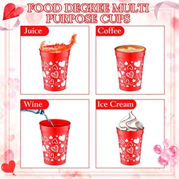 Zubebe 64 Pieces Valentine's Day Cups bulk 8oz Red Reusable Plastic Cups Valentine Heart Tumblers for Coffee Juice Drinks Holiday Party Supplies