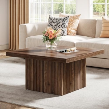 Tribesigns Square Coffee Table, 31.5-Inch Engineered Wood Coffee Table for Living Room, Vintage Brow...