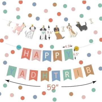 Dog Party Happy Birthday Banner for Celebrations