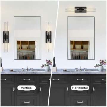 YUEXPAND Black 22.8" Sconces Wall Lighting,Bathroom Vanity Lights Fixtures with Clear Glass Shade Wall Lamp for Mirror, Living Room, Bedroom, Hallway, Fireplace, Staircas（Including Bulb）