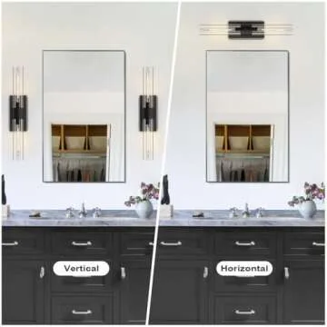 YUEXPAND Black 22.8" Sconces Wall Lighting,Bathroom Vanity Lights Fixtures with Clear Glass Shade Wall Lamp for Mirror, Living Room, Bedroom, Hallway, Fireplace, Staircas（Including Bulb）
