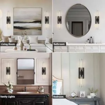 YUEXPAND Black 22.8" Sconces Wall Lighting,Bathroom Vanity Lights Fixtures with Clear Glass Shade Wall Lamp for Mirror, Living Room, Bedroom, Hallway, Fireplace, Staircas（Including Bulb）