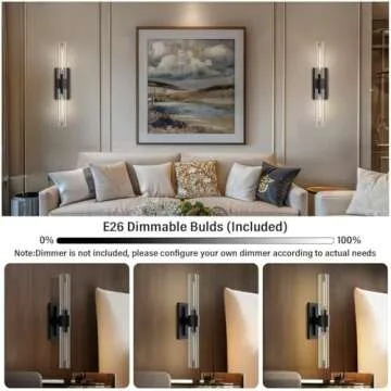 YUEXPAND Black 22.8" Sconces Wall Lighting,Bathroom Vanity Lights Fixtures with Clear Glass Shade Wall Lamp for Mirror, Living Room, Bedroom, Hallway, Fireplace, Staircas（Including Bulb）