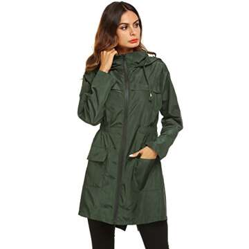 LOMON Women Raincoat Packable and Lightweight For Travel Outdoor Hooded Waterproof hiking Jacket