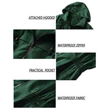 LOMON Women Raincoat Packable and Lightweight For Travel Outdoor Hooded Waterproof hiking Jacket