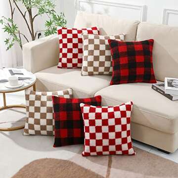 WEMEON Decorative Throw Pillow Covers 20x20 Set of 2Luxury Style Checkerboard Pattern Cushion Case,C...