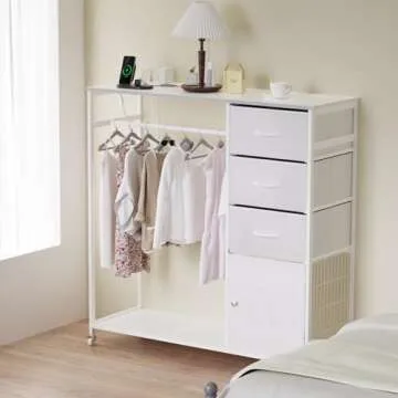 ITEFDTUTNE White Dresser with Charging Station and LED Lights