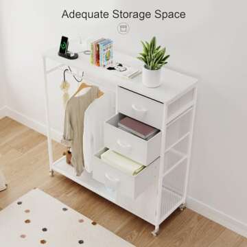 ITEFDTUTNE White Dresser with Charging Station and LED Lights