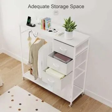 ITEFDTUTNE White Dresser with Charging Station and LED Lights