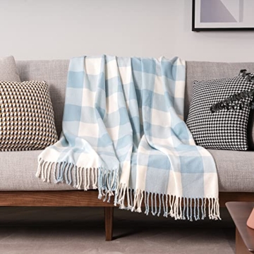 Mellowdy Classic Checkered Blanket - Soft Faux Cashmere Throw