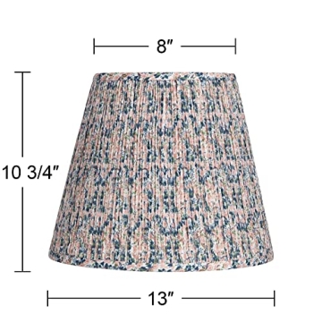Hardback Shirred Empire Lamp Shade Pink Blue Floral Medium 8" Top x 13" Bottom x 11" Slant x 10.75" High Spider with Replacement Harp and Finial Fitting - Springcrest