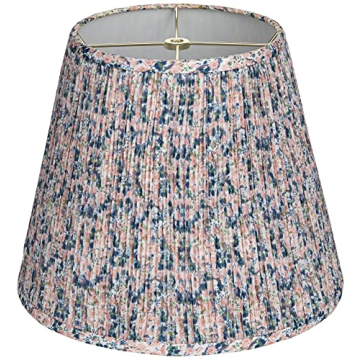 Hardback Shirred Empire Lamp Shade Pink Blue Floral Medium 8" Top x 13" Bottom x 11" Slant x 10.75" High Spider with Replacement Harp and Finial Fitting - Springcrest