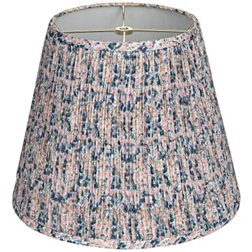 Hardback Shirred Empire Lamp Shade Pink Blue Floral Medium 8" Top x 13" Bottom x 11" Slant x 10.75" High Spider with Replacement Harp and Finial Fitting - Springcrest