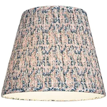 Hardback Shirred Empire Lamp Shade Pink Blue Floral Medium 8" Top x 13" Bottom x 11" Slant x 10.75" High Spider with Replacement Harp and Finial Fitting - Springcrest