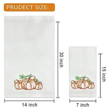 Fall Hand Towels Set of 2 - Embroidered Cotton Kitchen Towels