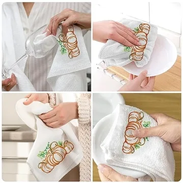 Fall Hand Towels Set of 2 - Embroidered Cotton Kitchen Towels