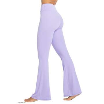 Sunzel Flare Leggings, Crossover Yoga Pants with Tummy Control, High-Waisted and Wide Leg, 32" Inseam, Lavender Small