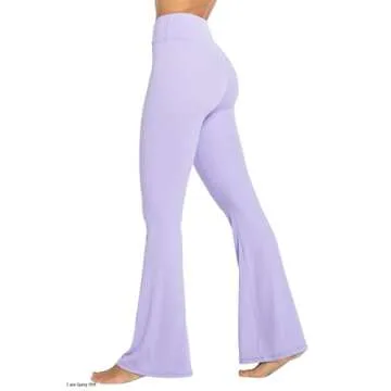 Sunzel Flare Leggings, Crossover Yoga Pants with Tummy Control, High-Waisted and Wide Leg, 32" Inseam, Lavender Small