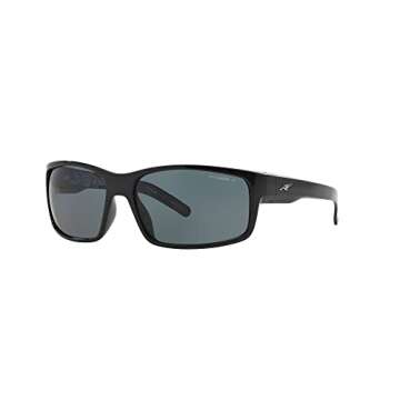 ARNETTE Unisex Sunglasses Shiny Black Frame, Polarized Dark Grey Lenses, 62MM