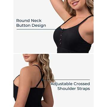 Ribbed One Piece Swimsuits for Women Button up Swimwear Tummy Control Retro Bathing Suits Black Small