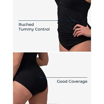 Ribbed One Piece Swimsuits for Women Button up Swimwear Tummy Control Retro Bathing Suits Black Small