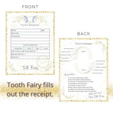 20 Tooth Fairy Receipt Cards and 1 Tooth Fairy Bag | Tooth Fairy Gifts for Boys and Girls | Tooth Fa...