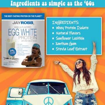 Jay Robb Vanilla Egg White Protein Powder, Low Carb, Keto, Vegetarian, Gluten Free, Lactose Free, No Sugar Added, No Fat, No Soy, Nothing Artificial, Non-GMO, Best-Tasting (24 oz, Vanilla)